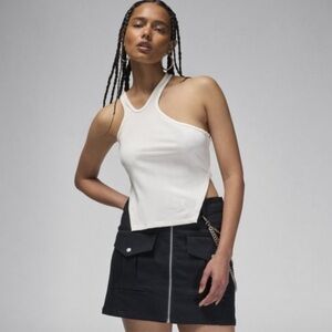 Jordan Women's Asymmetrical Ribbed Tank -White